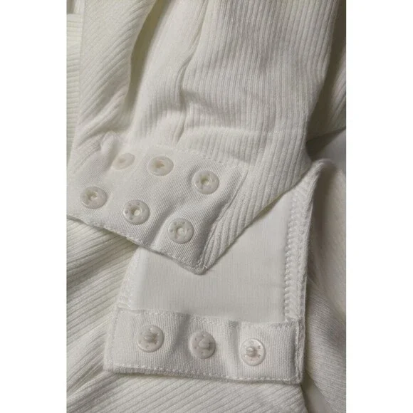 NWT~SOMA White Ribbed Mock Neck Bodysuit w/ Built-In Bra Medium $69.95 - Picture 8 of 10